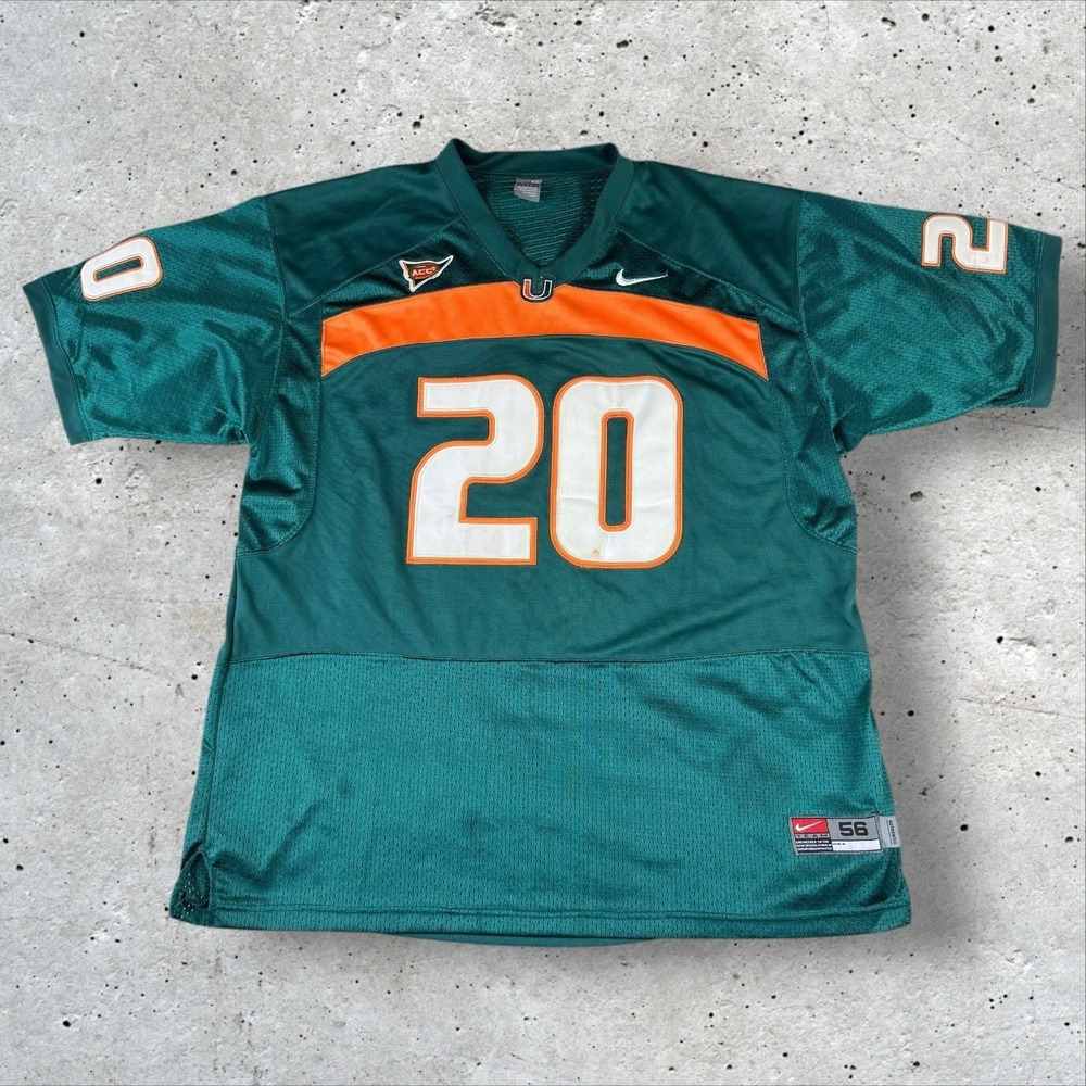 Nike Vintage 90s Miami Hurricanes #20 ED REED NCAA Football‎ Jersey Sz 56 XL/2XL
